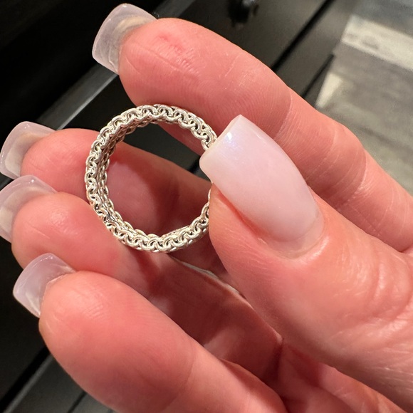 AUTHENTIC Tiffany & Co Somerset firm thin mesh ring in Sterling Silver Size 6 - Picture 4 of 5